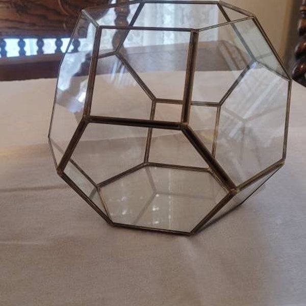 Vintage Brass and Glass Terrarium / Display Case/ Candle