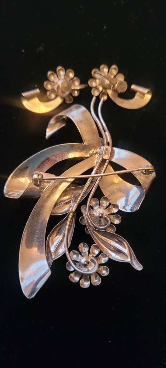 Vintage 1930s/40s Sterling Silver Brooch and Earr… - image 4
