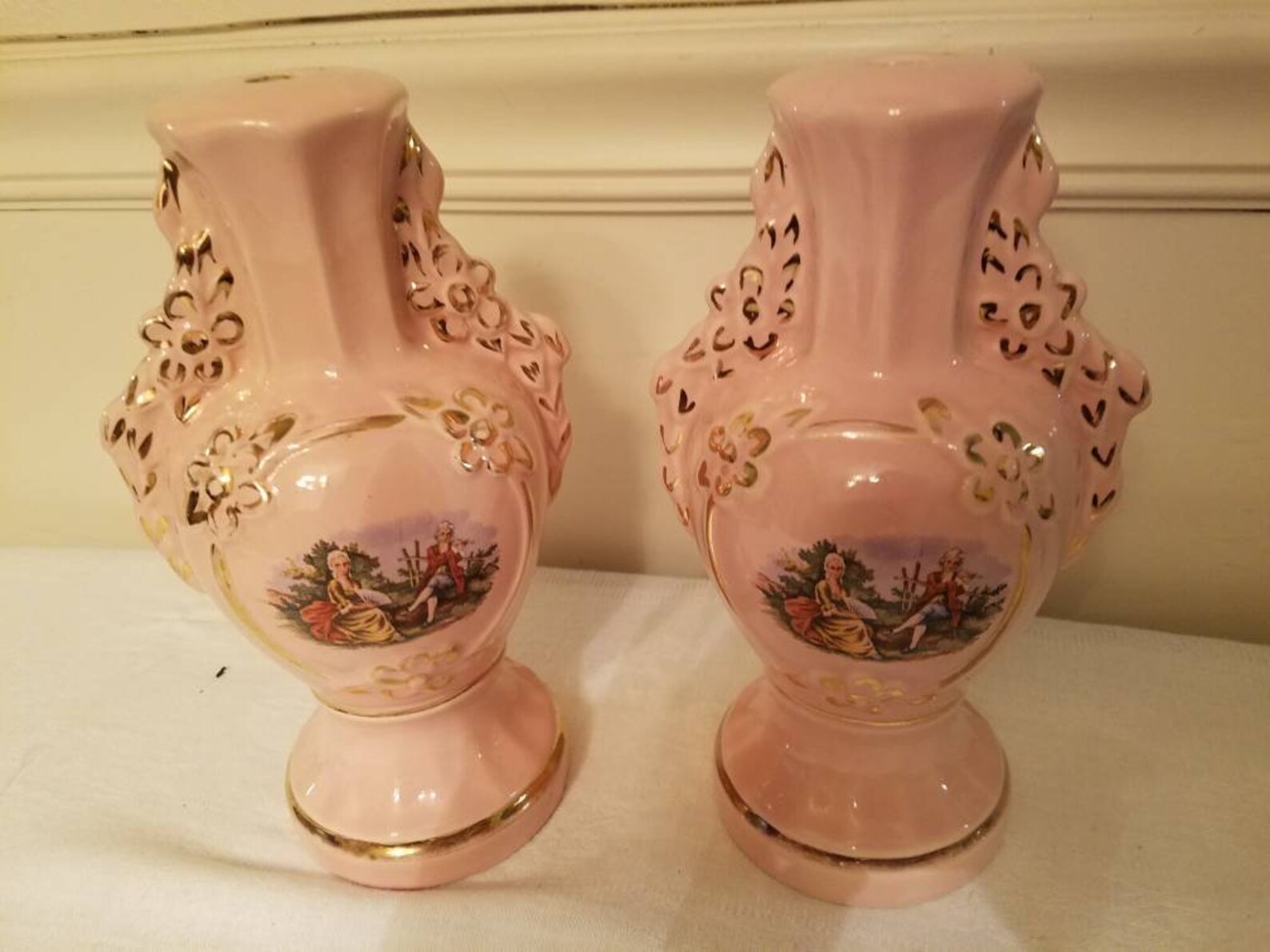 Vintage Victorian Bedside Table Lamps Pair boxB Etsy España