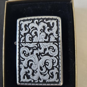 Vintage Zippo Cigarette Lighter Marlboro Storming Scroll Filigree NIB