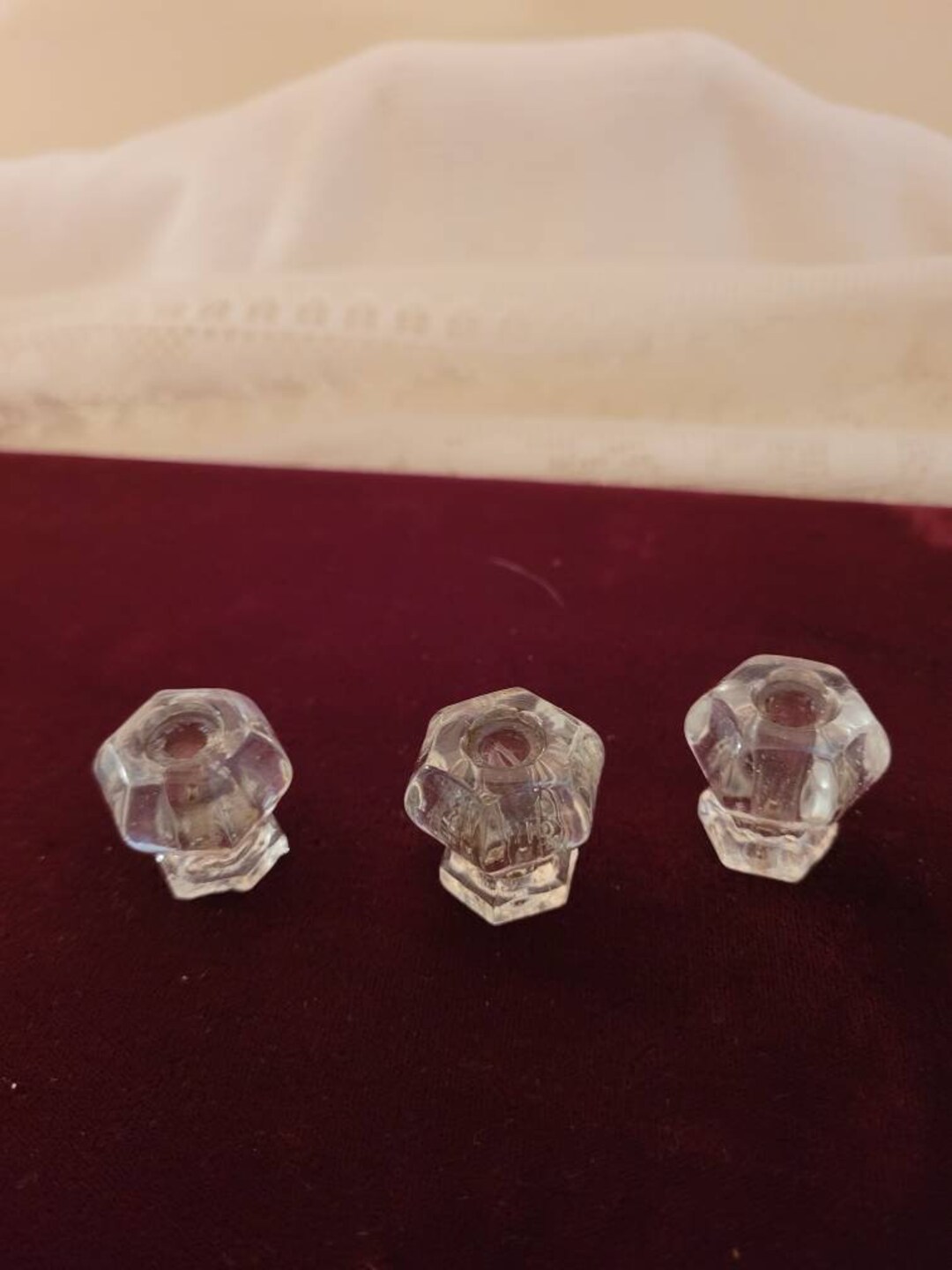 Lot of 3 Vintage Glass Drawer Knobs Etsy
