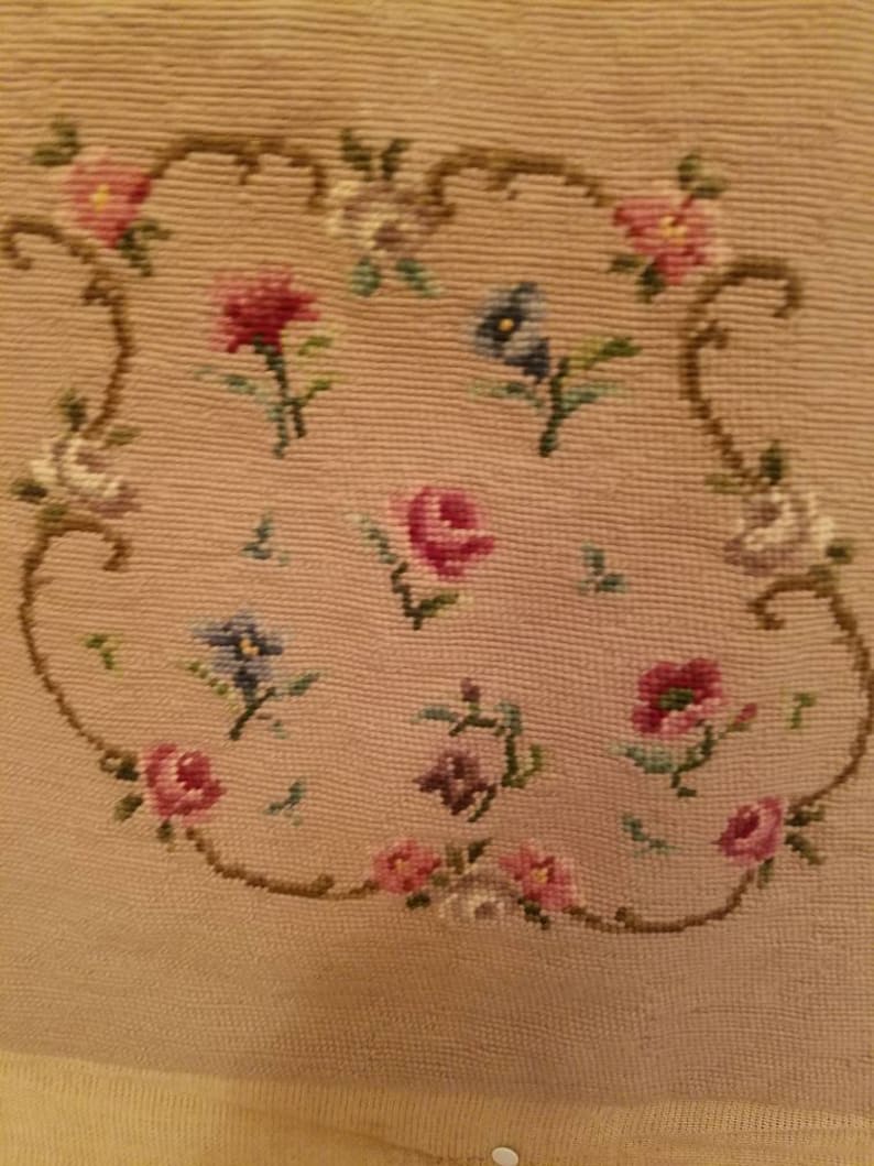 Needlepoint Floral Square  Pillowchair seat