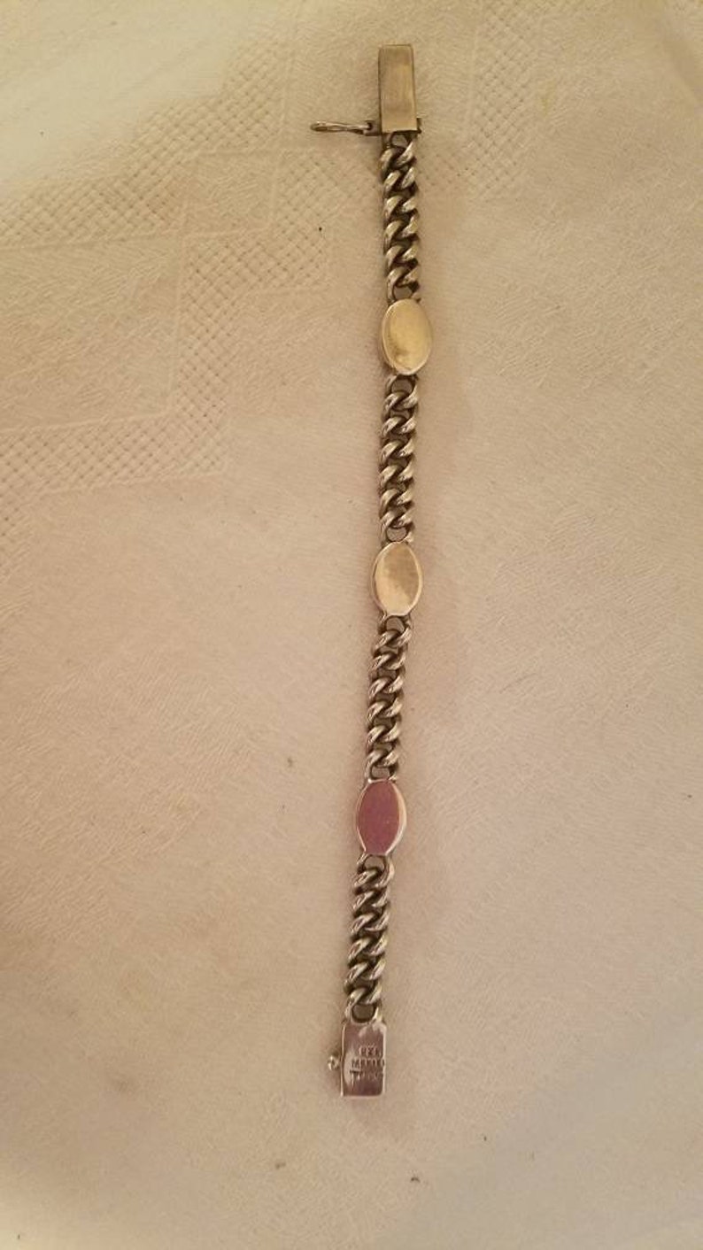 Vintage Sterling Silver Black Onyx Chain Bracelet Mexico 925 REDUCED PRICE
