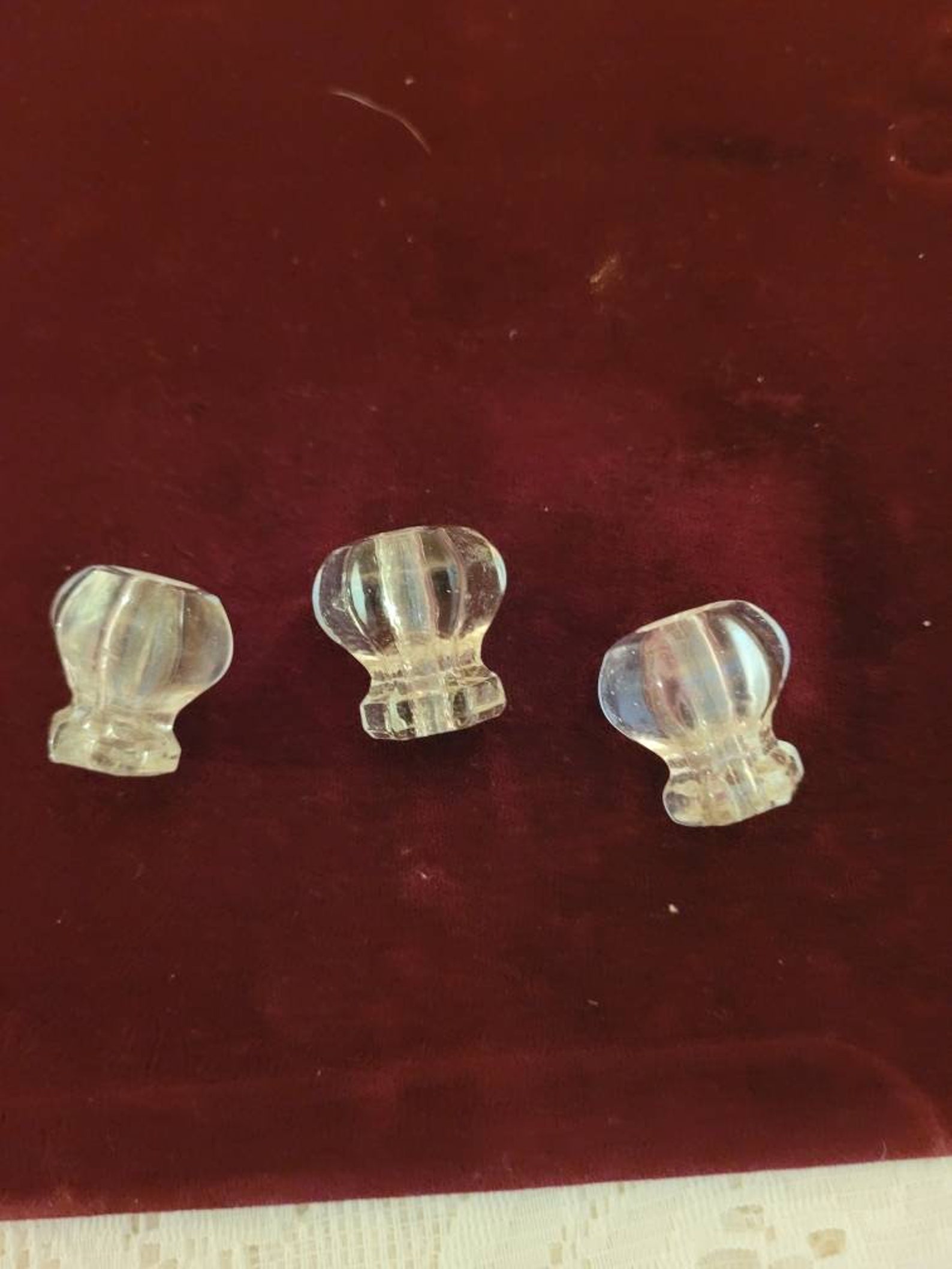 Lot of 3 Vintage Glass Drawer Knobs Etsy