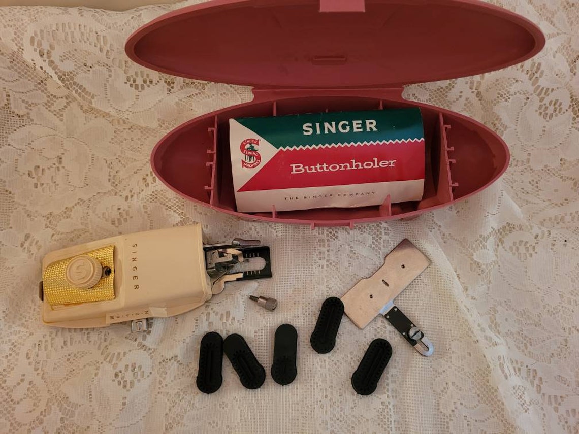 Vintage Singer Sewing Machine Buttonholer Attachment Pink Etsy