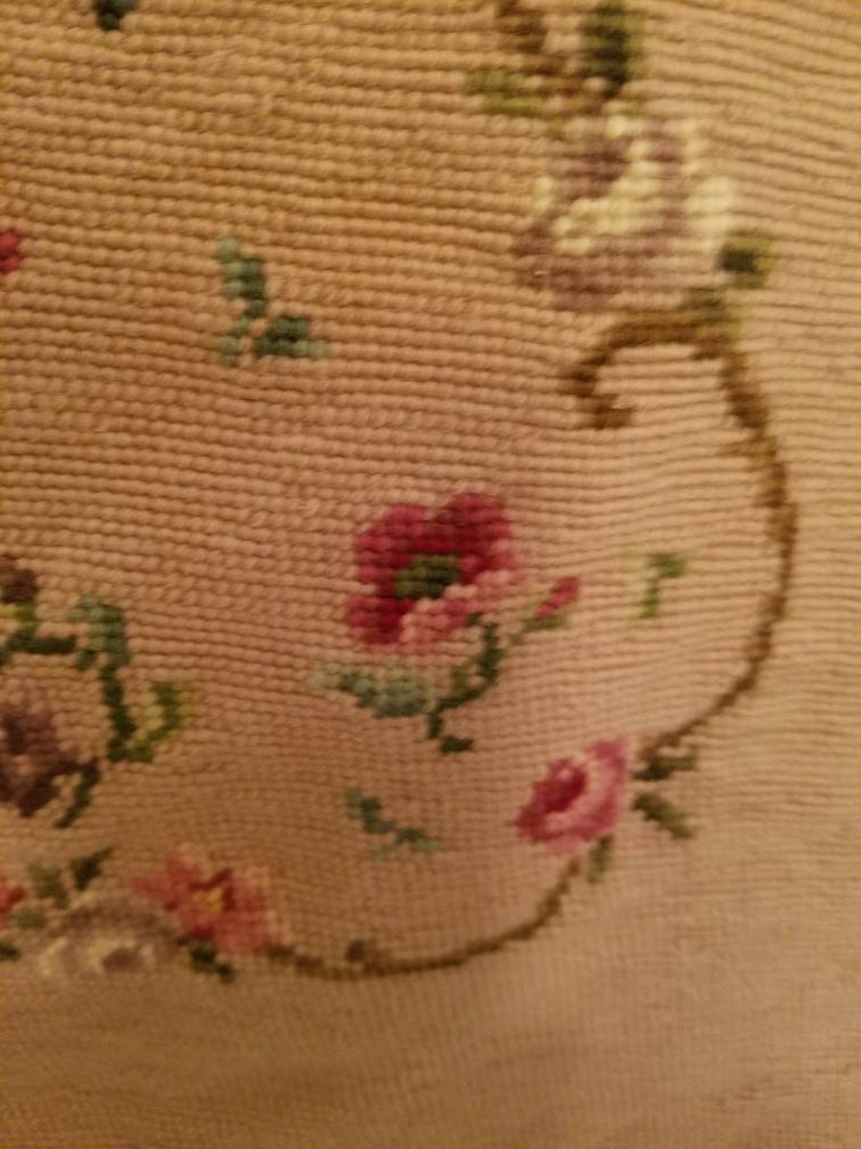 Needlepoint Floral Square Pillowchair seat
