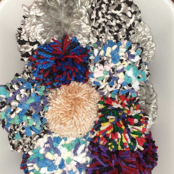6 Catnip Pom Pom Ball Cat Toys - Handmade, Mixed Colors
