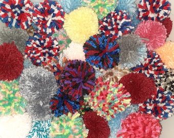 Handmade Catnip Pom Pom Cat Toys - 2 inch, Set of 6