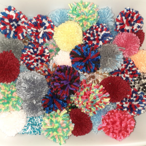 Handmade Catnip Pom Pom Cat Toys - 2 inch, Set of 6