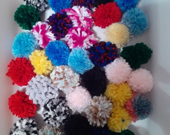 6 Catnip Pom Pom Ball Cat Toys - Handmade, Mixed Colors