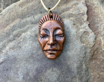 Clay Goddess Pendant Necklace - Hand Sculpted Goddess Jewelry