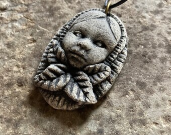 Face Pendant - Concrete sculpted Face