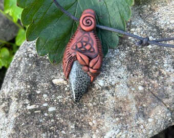 Fossil Coral Triquetra Pendant Necklace