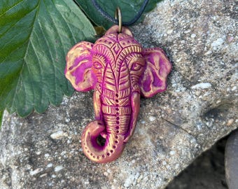 Asian Elephant Pendant - Boho Elephant Necklace
