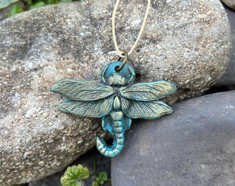 Dragon fly Pendant - Hand Sculpted Polymer Clay Dragon fly necklace