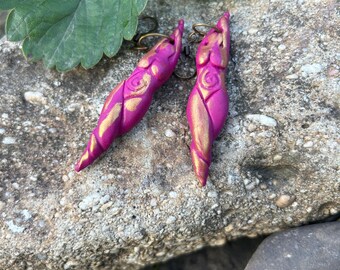 Spiral Goddess Earrings - Pink and Gold