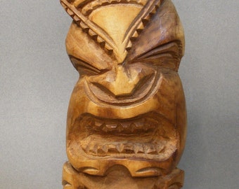 9" Tiki Wood Carving Signed Moa K.