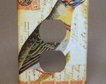 Double Outlet Wall Plate Cover Dark Bird #1