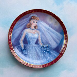 Vtg Bride to Be Barbie Plate, High Fashion Barbie Collectible Plate, Danbury Mint Decorative Plate 1990 Susie Morton 1959 Barbie Bride to Be