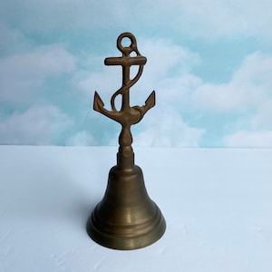 Brass Anchor Bell, Nautical Themed Anchor Handle Brass Bell