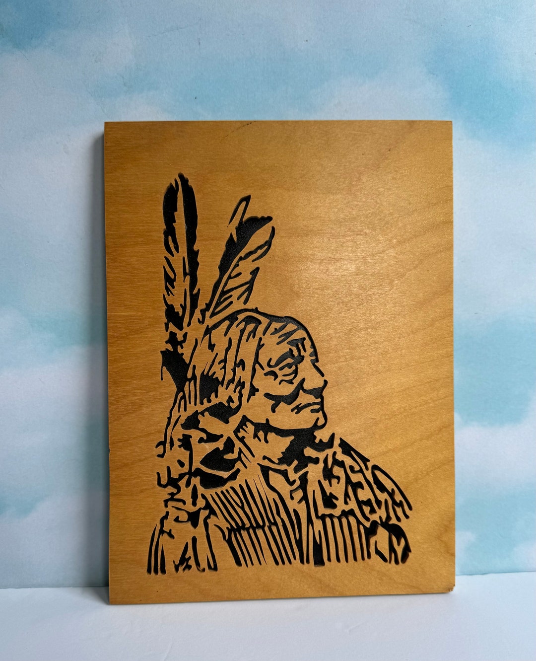 Vtg Scrollsaw Native American Art Piece, Smoky Mountain Scrollsaw Wood ...