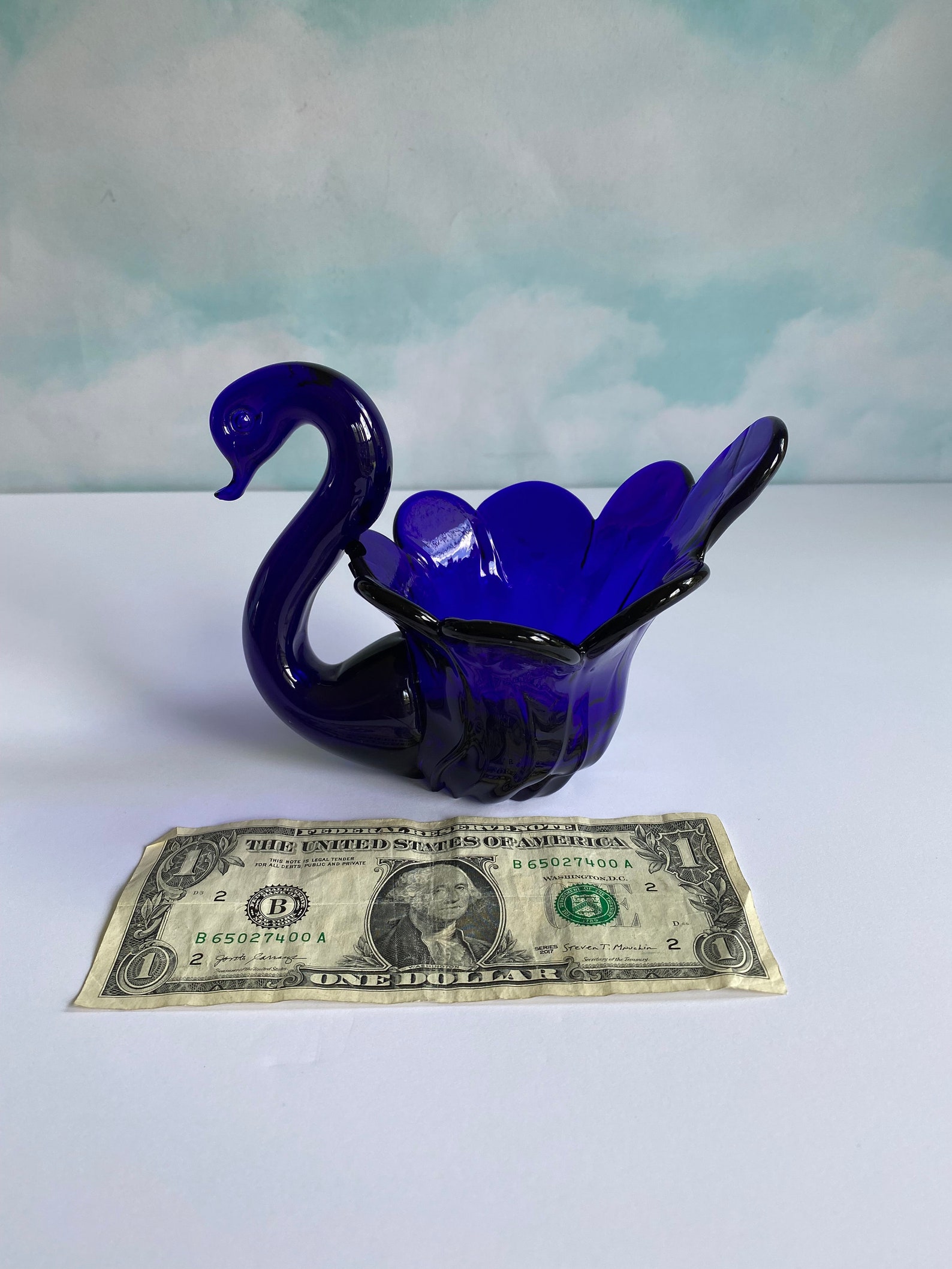 Vtg Cobalt Blue Glass Swan Candle Holder Tea Light o Votive Etsy