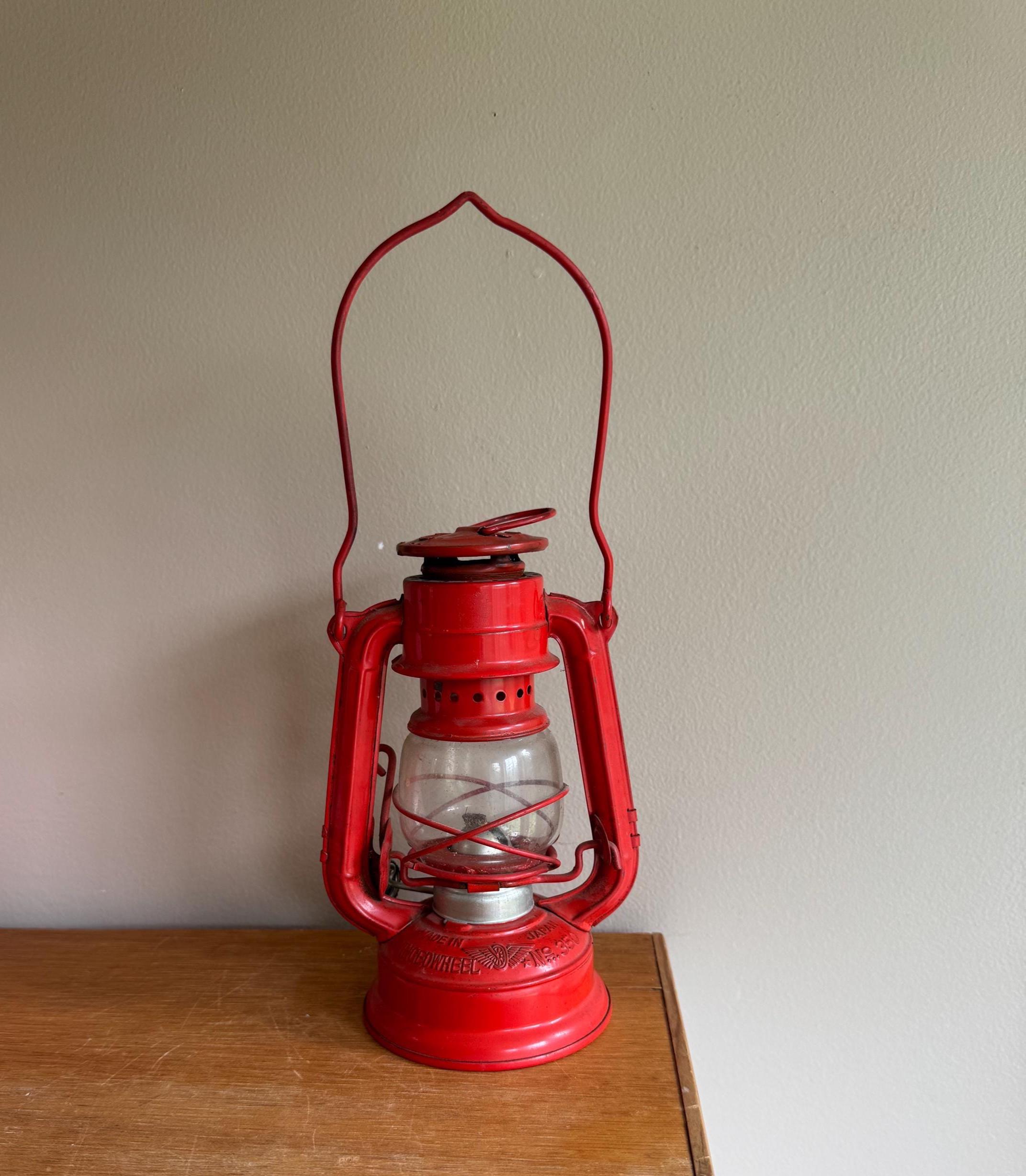 Vintage Red Oil Lantern: Winged Wheel No. 350, Metal & Glass - Etsy