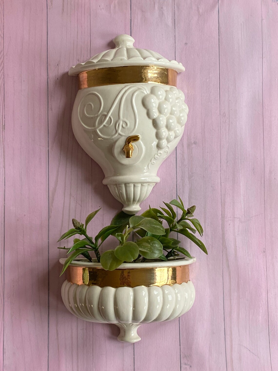 Vtg Ceramic Wall Fountain Hand Made Ceramic Faux Wall Etsy