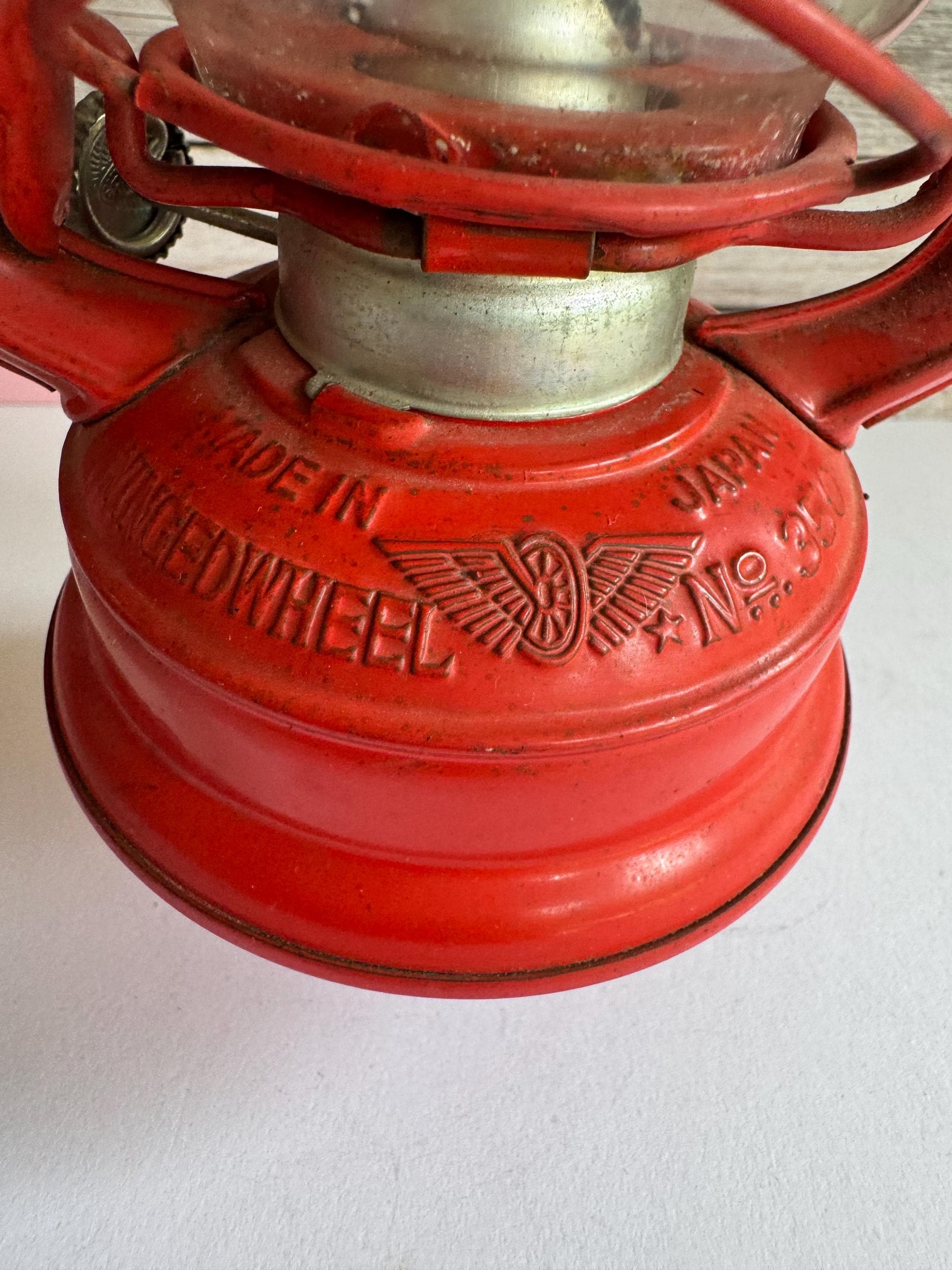 Vintage Red Oil Lantern: Winged Wheel No. 350, Metal & Glass - Etsy