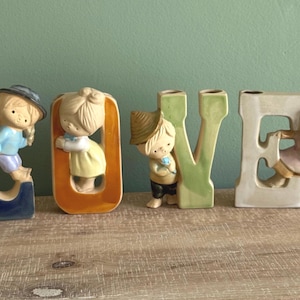 Juego de jarrones de gres vintage LOVE: Decoración de pared UCTCI, Japón