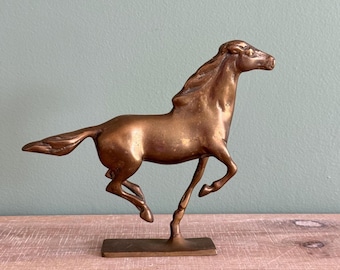 Vintage Brass Galloping Horse Statue,  6.50" Tall