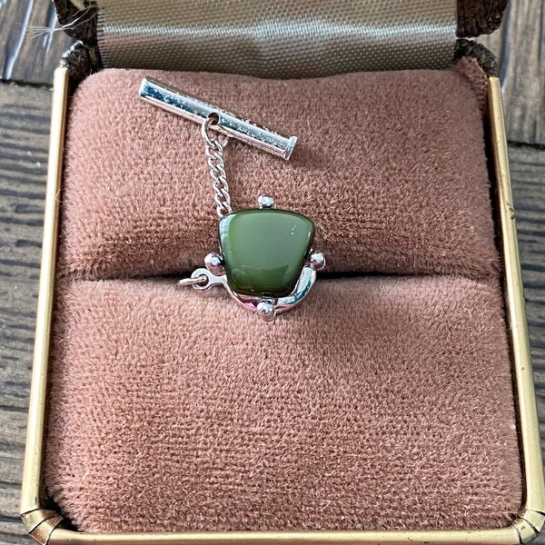 Sarah Coventry Tie Pin The New YorkerMid Century Modern Tie Tack, Vintage 1960s Sarah Coventry Green Tie Tack, Green Moonstone Tie Tack