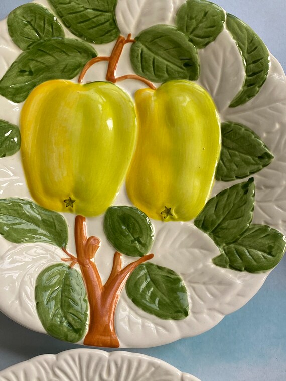 Vtg Shafford Fruit Du Jour Plates, 1987 3D Fruit Plates Set of 3