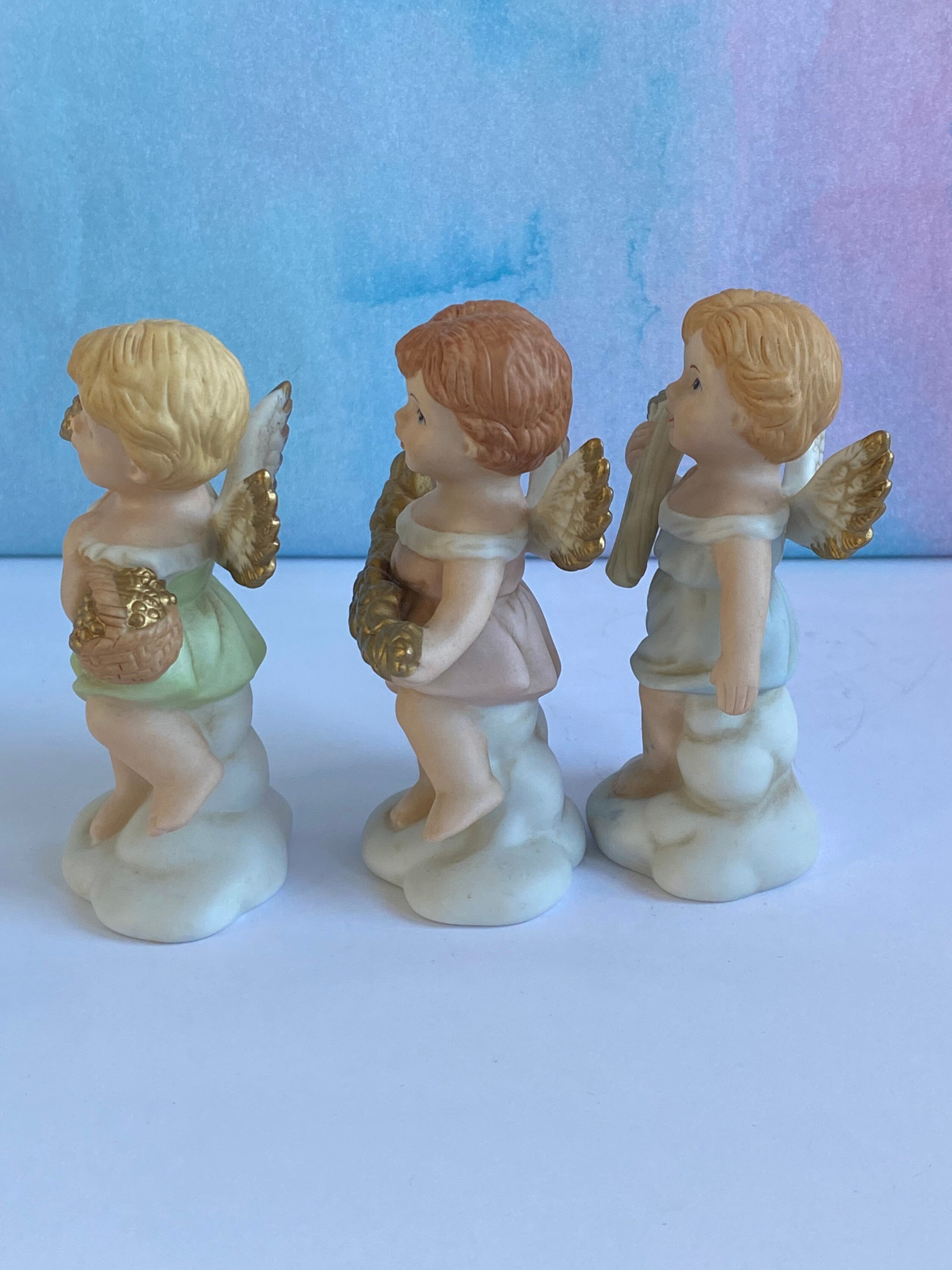 Set of three Mini Cherub Head Ornaments Unpainted Ceramic Bisque -  Kgkrafts's Boutique