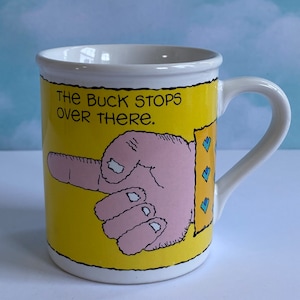 Vtg The Buck Stops Here Ceramic Mug, Hallmark Mug Mates Vintage Coffee Mug, Novelty Funny Mug 1985 Hallmark Cards