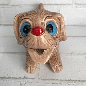 Dog Pitcher Creamer or Planter Vintage Made in Japan Ceramic Brown Shaggy Dog Laying Down