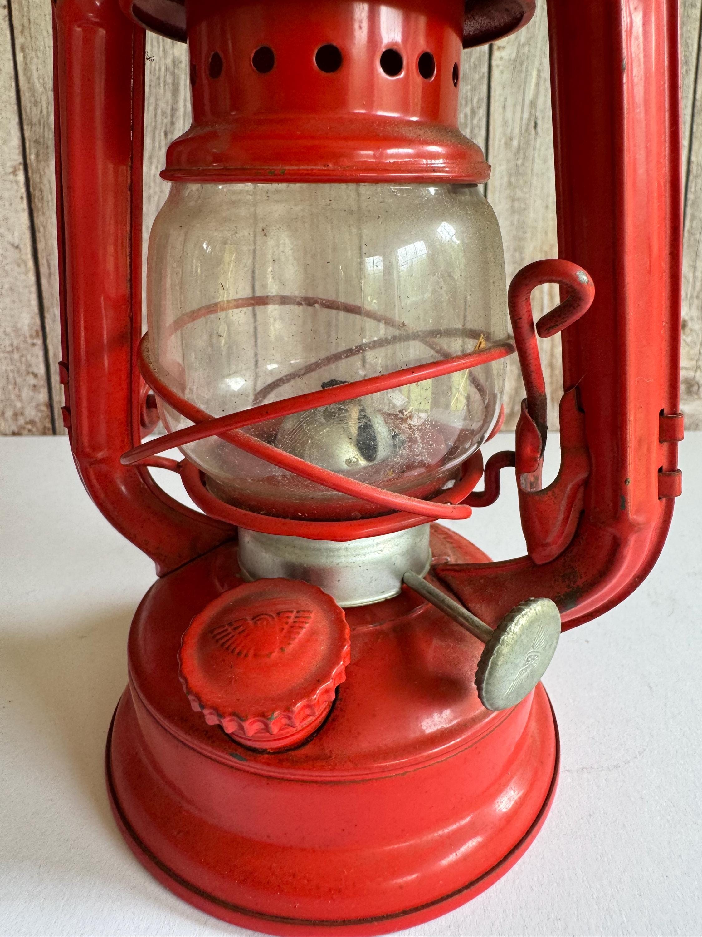 Vintage Red Oil Lantern: Winged Wheel No. 350, Metal & Glass - Etsy
