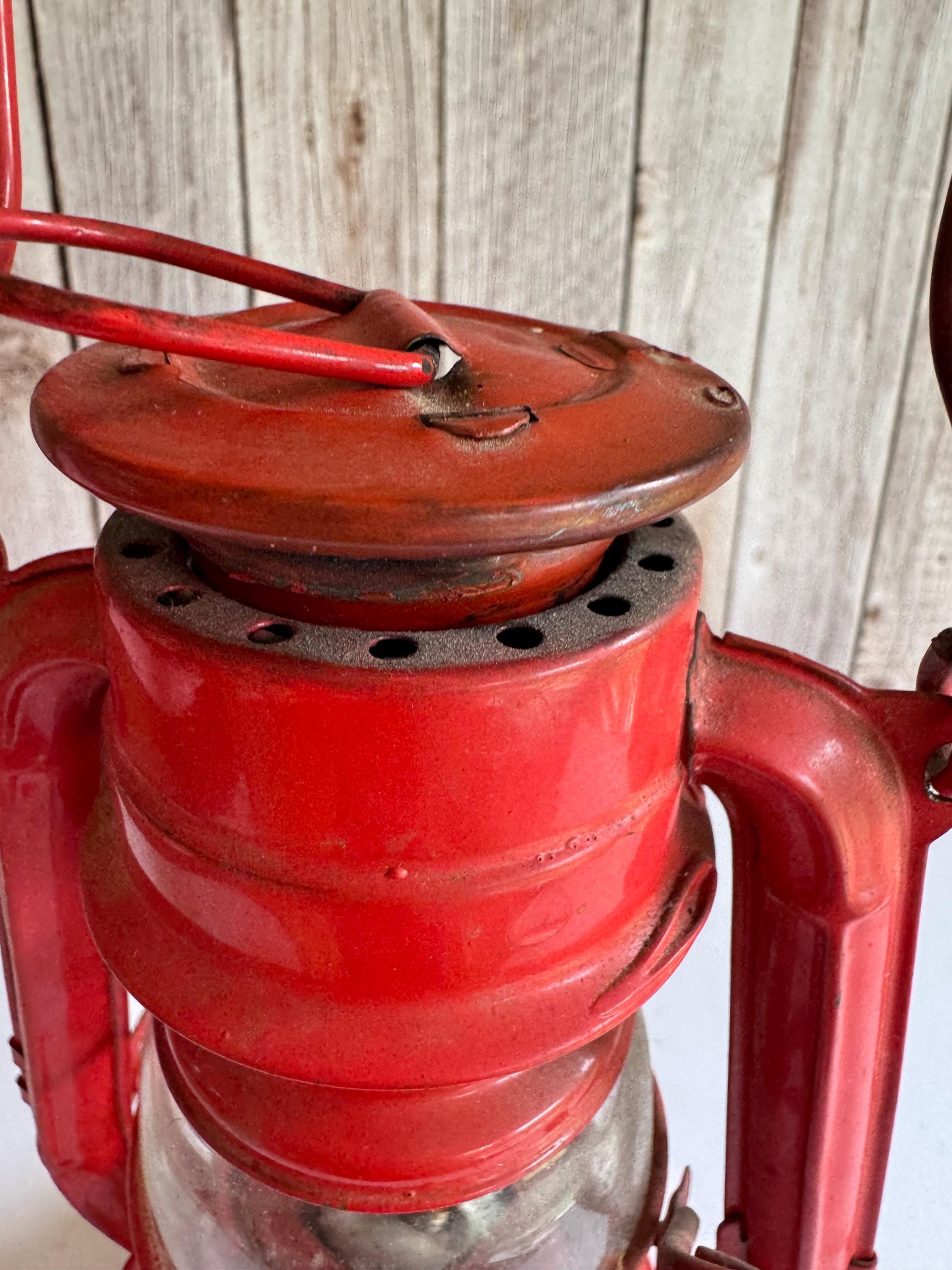 Vintage Red Oil Lantern: Winged Wheel No. 350, Metal & Glass - Etsy