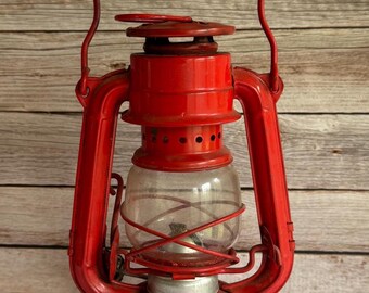 Vintage Red Oil Lantern: Winged Wheel No. 350, Metal & Glass - Etsy