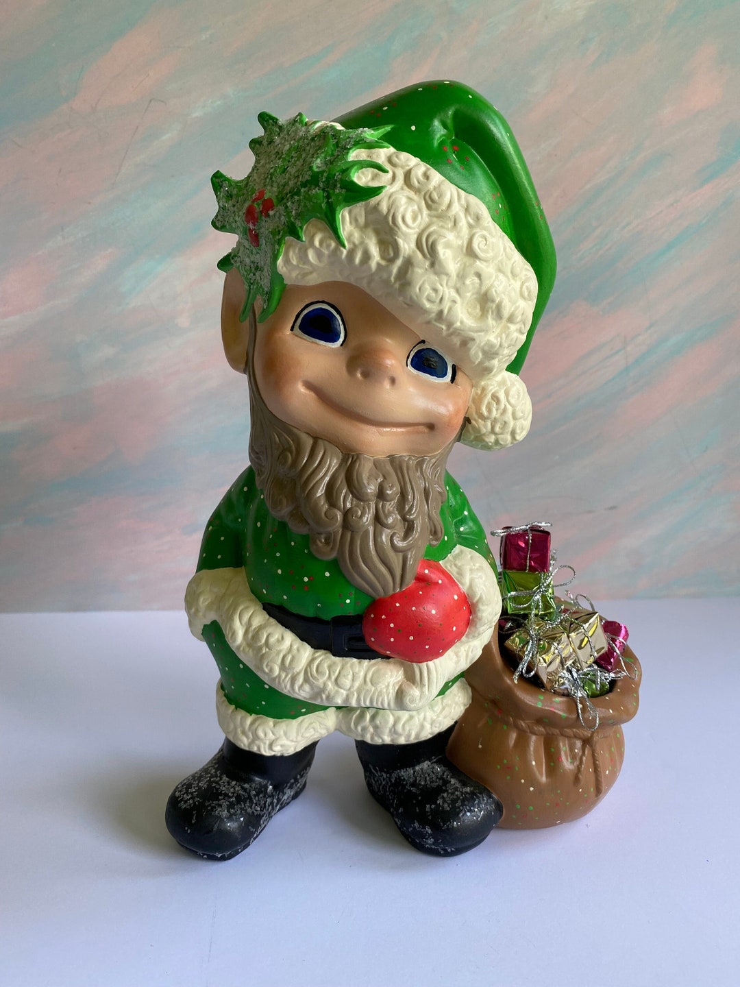 Vtg Ceramic Elf Large Hobbyist Ceramic Hand Painted Green Elf Etsy
