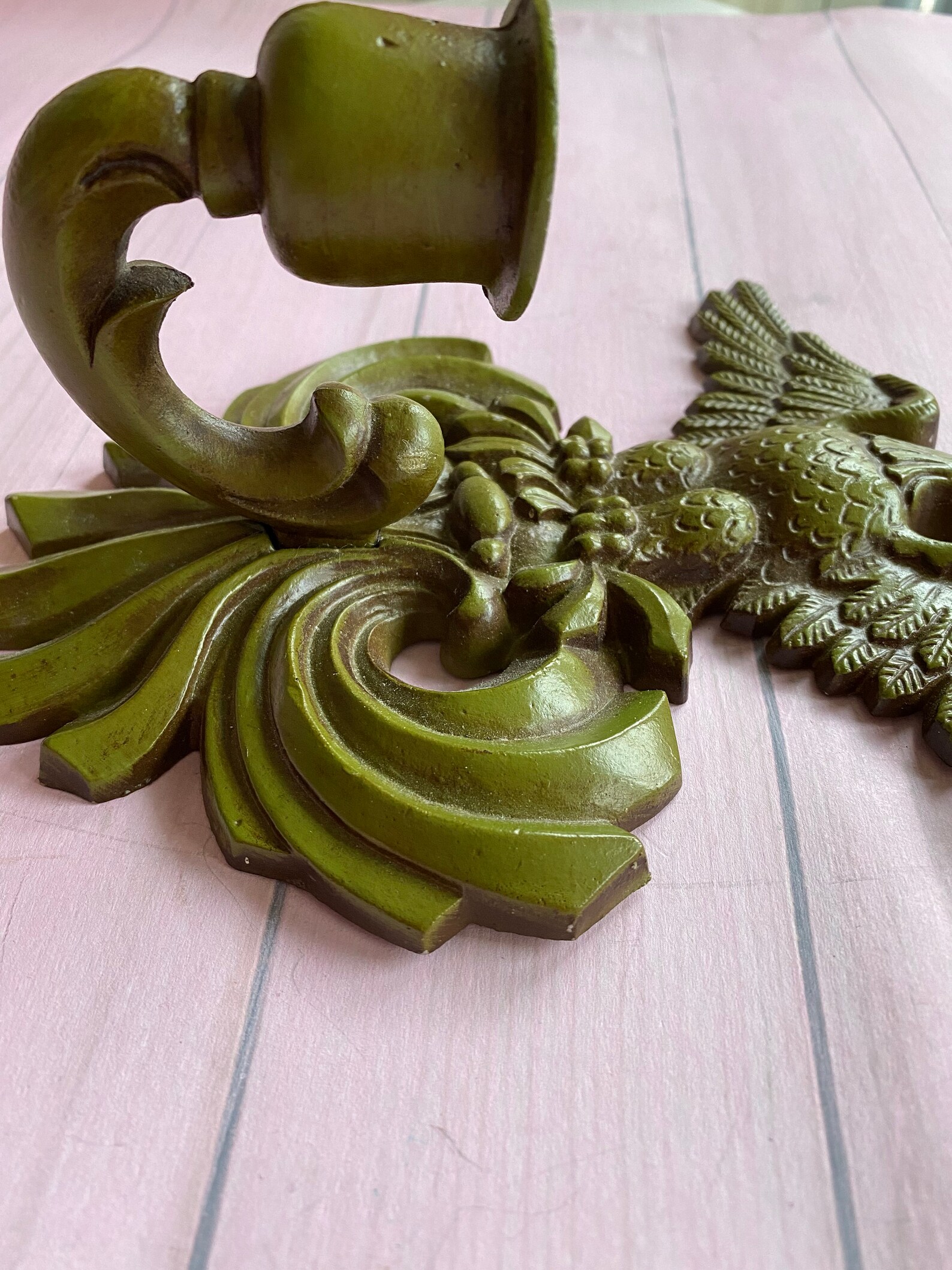 Vtg Sexton Metal Eagle Candle Holder Wall Decor Green Metal Etsy