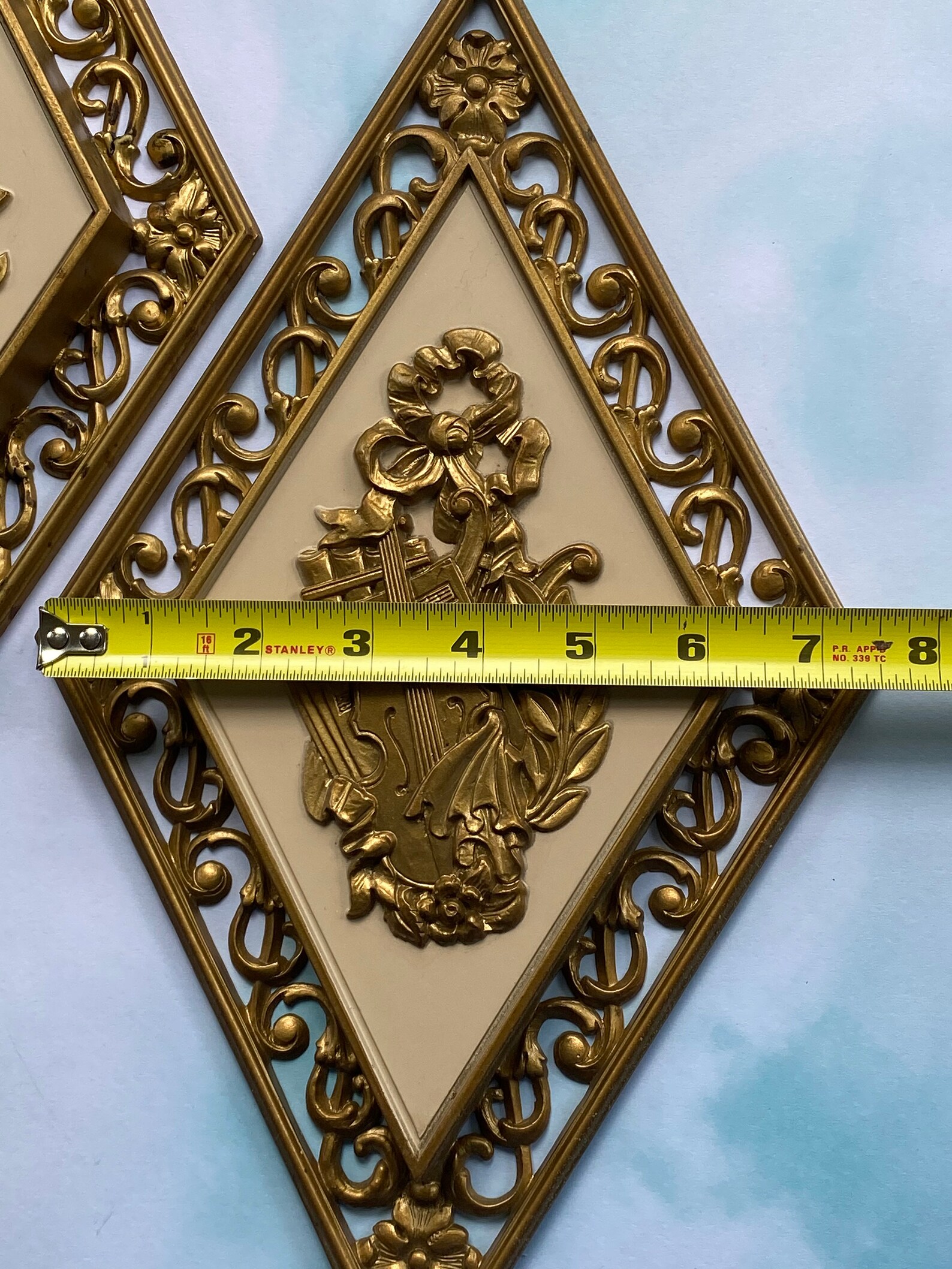 Vtg Diamond Shaped Wall Plaques Dart Ind. Gold Diamond Shaped Etsy