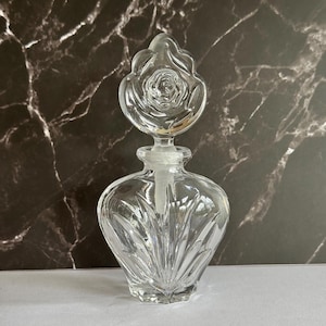 Princess House Perfume Bottle, American Rose Crystal Perfume Bottle With Lid 5.75&quot; Tall