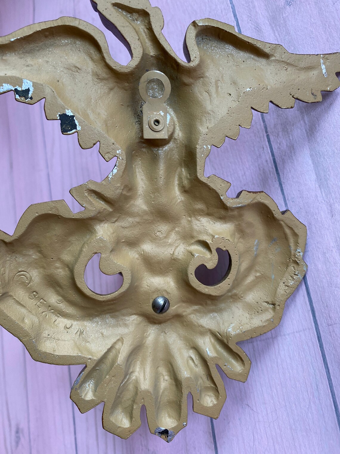 Vtg Sexton Metal Eagle Candle Holder Wall Decor Green Metal Etsy