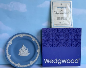 Wedgwood Blue Jasperware 2002 Annual Plate Hebe & Eagle 7 1/8