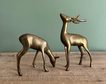 Vintage Brass Deer Set of Two