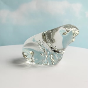 Rana de cristal vintage, figura de rana de cristal artístico de 2,50" de alto