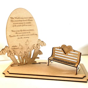 DIGITAL 3x Memorial Bench, Snowdrops, Winter scene, svg/dxf,cut files,Missed Loved One, Memorial Plaque and Bench