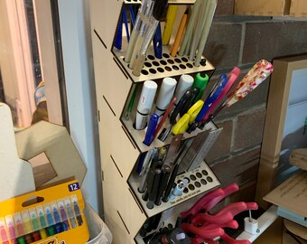 Digital download desk tidy, pens, markers, rulers, scissors, laser file for pen holder, pen organiser, organisers SVG, DXF