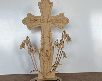 DIGITAL Cross, religious Easter, Snowdrops, Easter cross, DIY cross, Easter Sunday, DXF, Svg, cut file, Crucifix cross